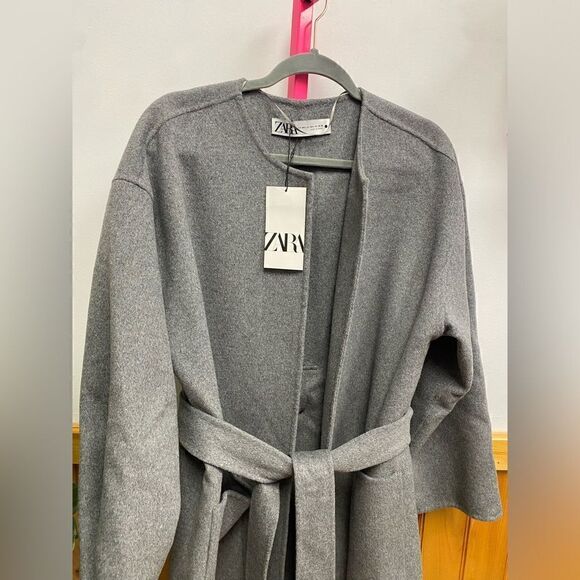 NWT ZARA Double-Faced Wool Blend Coat Grey SZ M-L - Picture 14 of 14